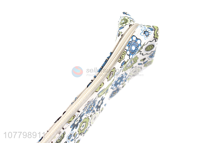 Good Sale Flower Pattern Students Pencil Case Leather Pen Bag