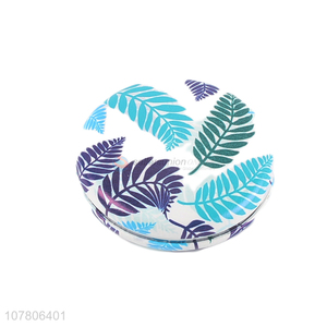 China wholesale leaf pattern round makeup mirror compact mirror