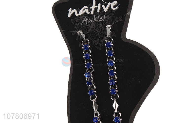 Low price wholesale blue lady bead chain anklet