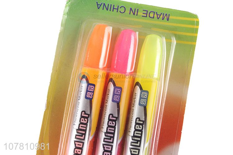 Promotional items 3 pieces plastic fluorescent markers highlighters