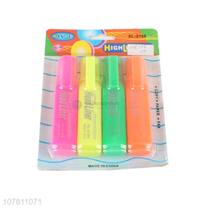 Wholesale 4 pieces plastic fluorescent marker with custom logo