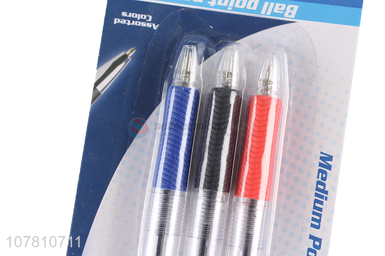 Good quality 3 colors plastic ball-point pen set for office school