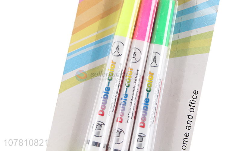 Hot selling bicolor highlighters marking pen for office school