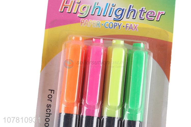 China manufacturer 4 pieces fluorescent pen marker pens for office