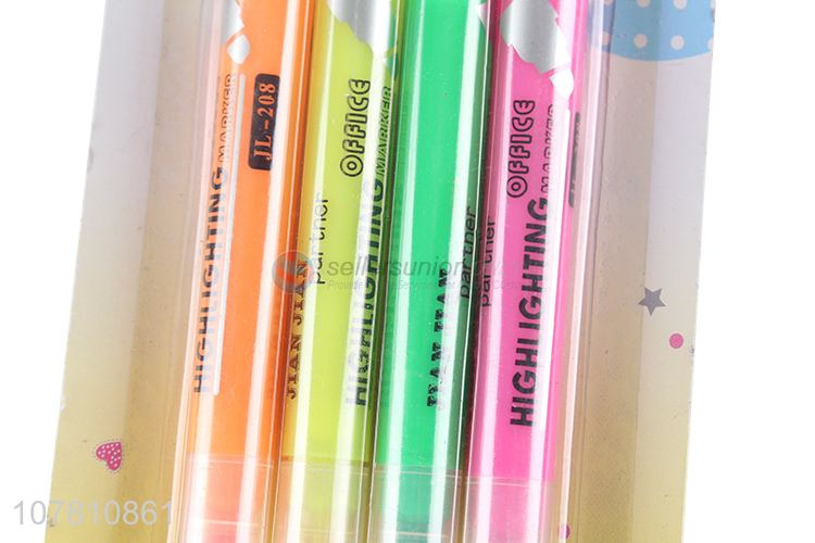 Good quality 4 pieces fluorescent pen highlighter markers