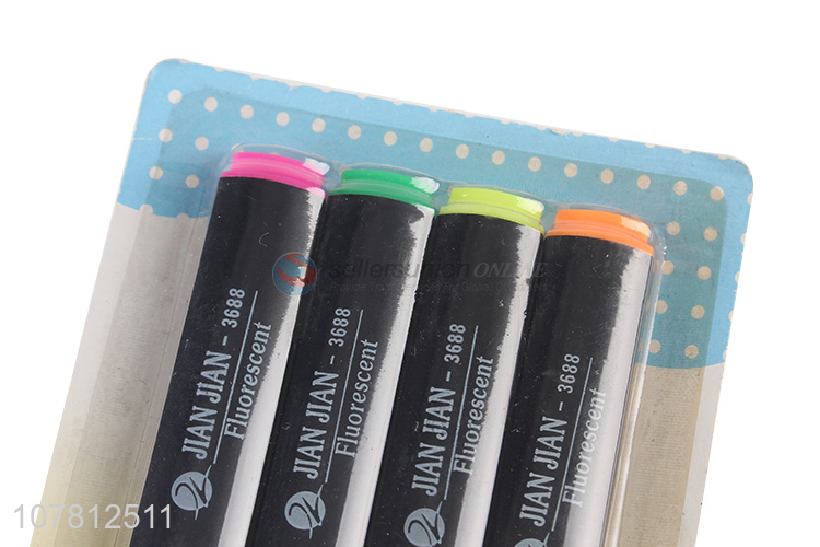 Custom 4 Colors Fluorescent Pen Highlighter Pen Set