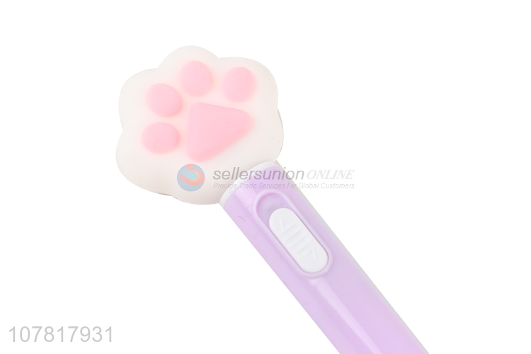 New design cute cat paw gel pen with led light