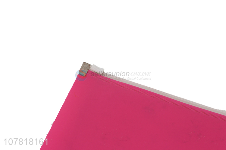 Factory direct rose red office folder with plastic zipper