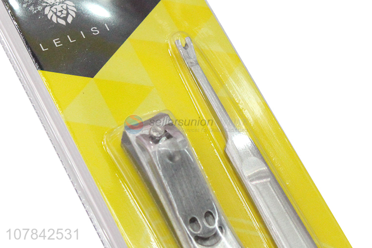 Wholesale vendor stainless steel nail clipper with dead skin pusher