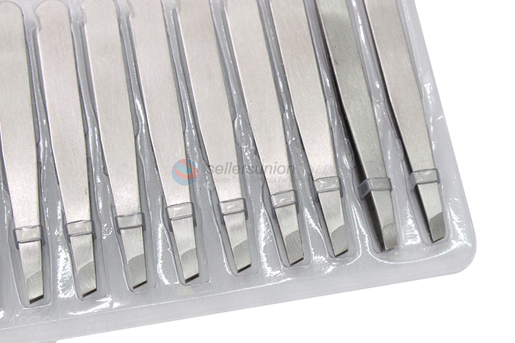 Hot sale silver slanted tip stainless steel eyebrow tweezers kit