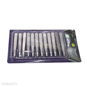 Hot sale silver slanted tip stainless steel eyebrow tweezers kit