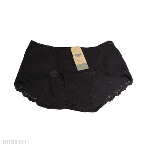 Hot sale black modal panties for ladies with lace trim