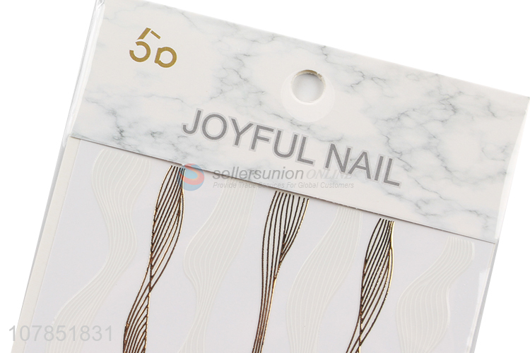 Private label gold tape nail sticker diy 3d adhesive nail decals