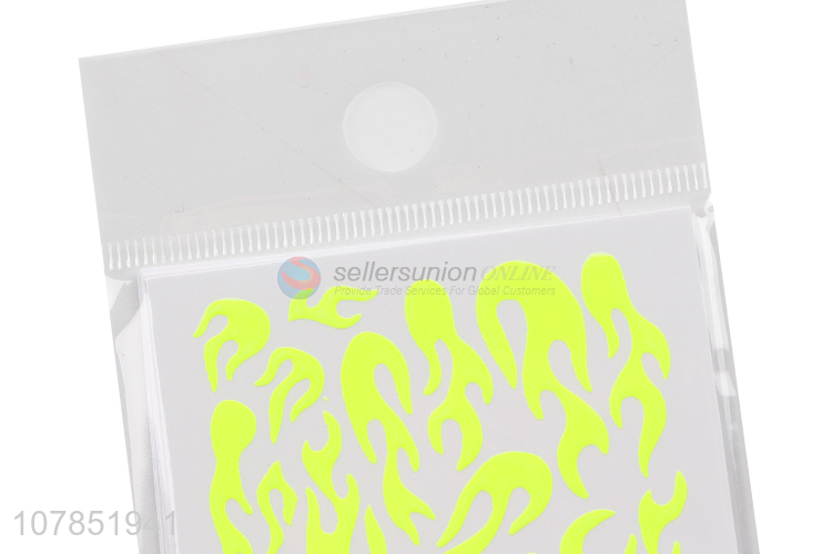 Yiwu market novelty fluorescent yellow nail sticker nail decals