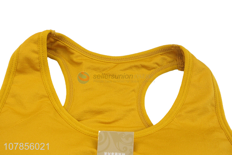 Fashion style yellow lady sports yoga shockproof underwear bra