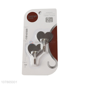 Hot sale heart shape stainless steel sticky hooks traceless hook