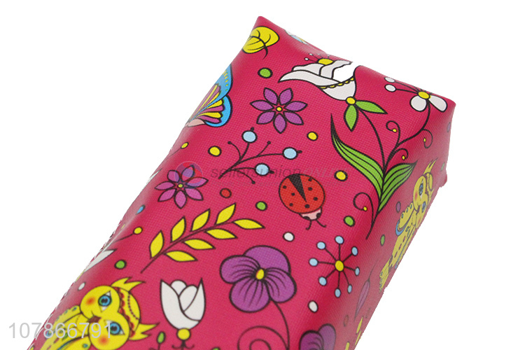 China wholesale flower pattern pvc pencil bag for stationery