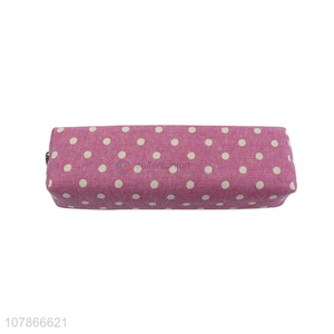 Hot sale multicolor spots pattern canvas pencil bag wholesale