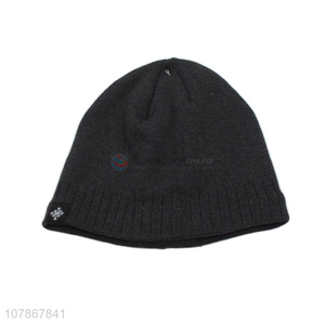 High quality black hooded outdoor sports windproof knitted hat for men