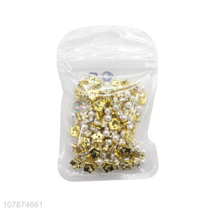 Yiwu Wholesale Golden Metal Nail Art Jewelry Nail Sticker Rhinestone