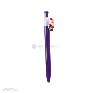 Hot selling purple plastic press writing ballpoint pen