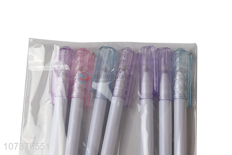 Factory direct sale white plastic ballpoint pen set with cover 7 packs