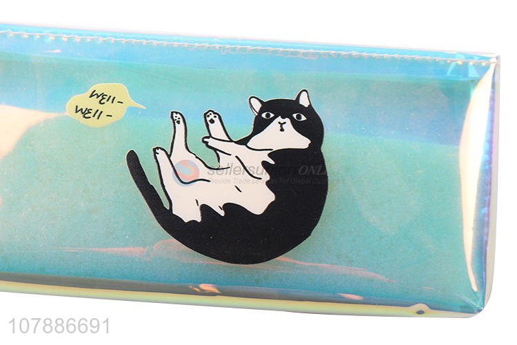 Wholesale blue cartoon cat plastic student pencil case