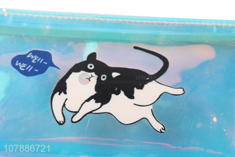 Good quality blue plastic cartoon pencil case student stationery