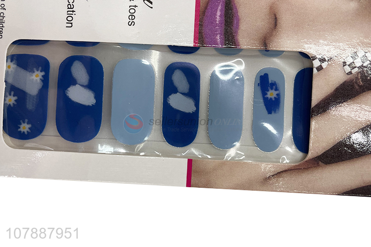 High quality tender blue real nail polish strips nail art wraps