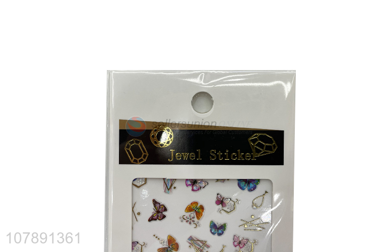 Simple design multicolor paper butterfly decorative nail stickers for ladies