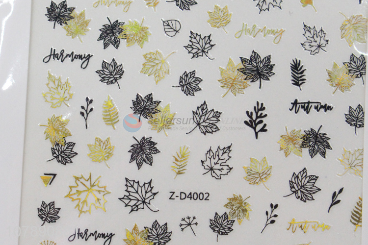 Yiwu Wholesale Multicolor Maple Leaf Sticker Paper Nail Stickers