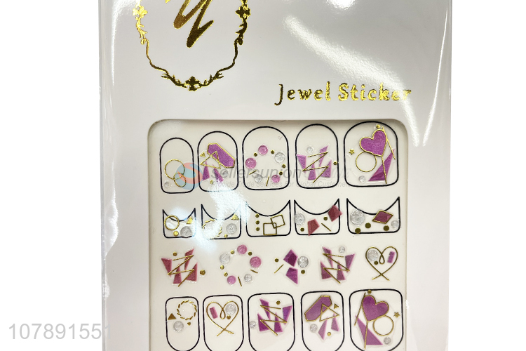 Low price wholesale purple paper love creative nail art stickers set