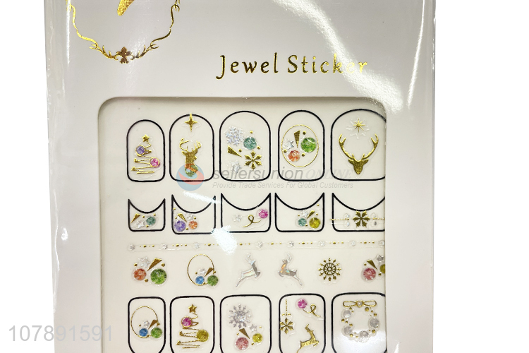 Good quality multicolor elk DIY paper nail stickers for ladies