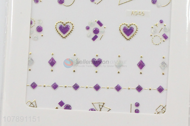 Yiwu wholesale purple nail stickers DIY nail art accessories