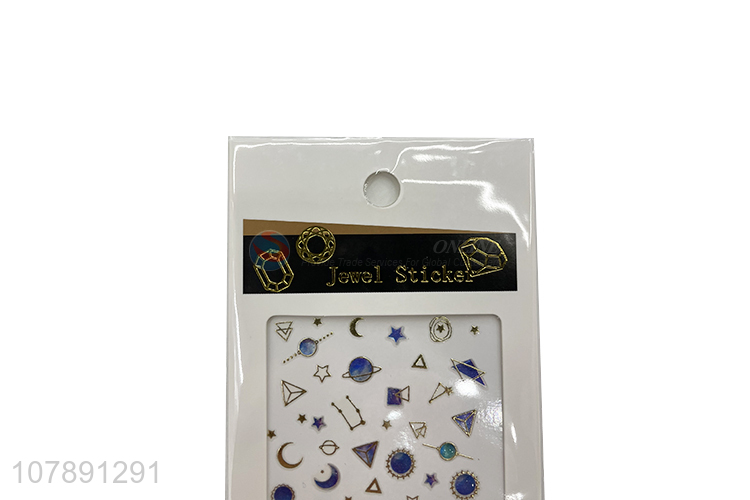 Factory direct sale blue paper nail art stickers for ladies