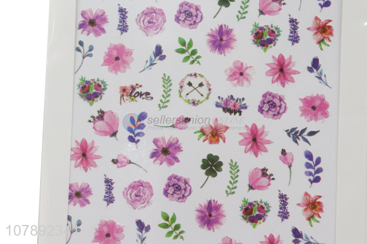 Top quality non-toxic flower pattern women nail art stickers