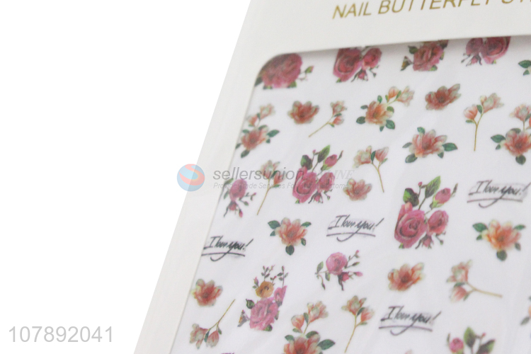 Top quality red rose pattern lady nail art stickers wholesale