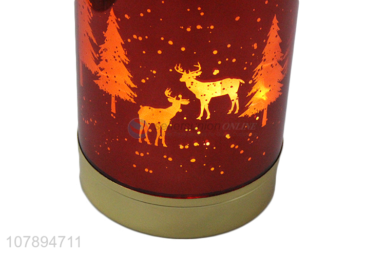 New arrival battery operated cylindrical electric Christmas glass lamp