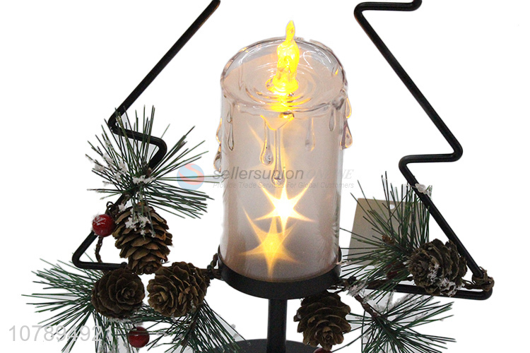 Online wholesale holiday decoration iron art led candle Christmas ornaments