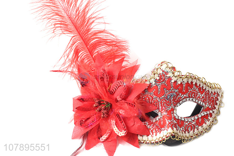 Creative design women party mask masquerade mask with feather