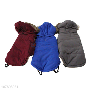 Factory supply pet <em>clothes</em> <em>dog</em> detachable padded coat with furry collar