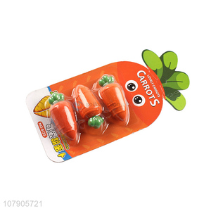 New Products 3 Pieces Carrot Shape Eraser For School And Office