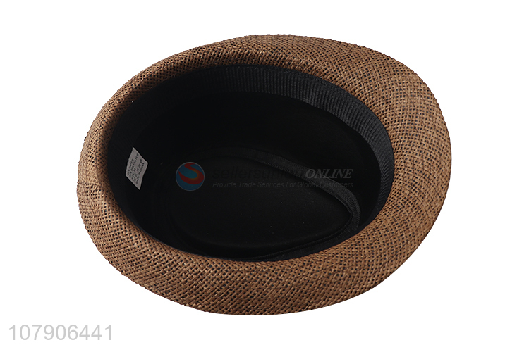 Wholesale men summer breathable beach straw hat outdoor fedora panama hat