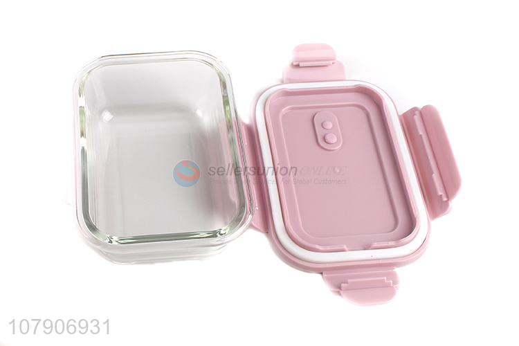 Hot sale rectangular durable glass crisper lunch box