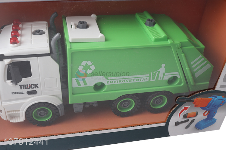 Best selling kids boys toy car diy assembled garbage truck toy