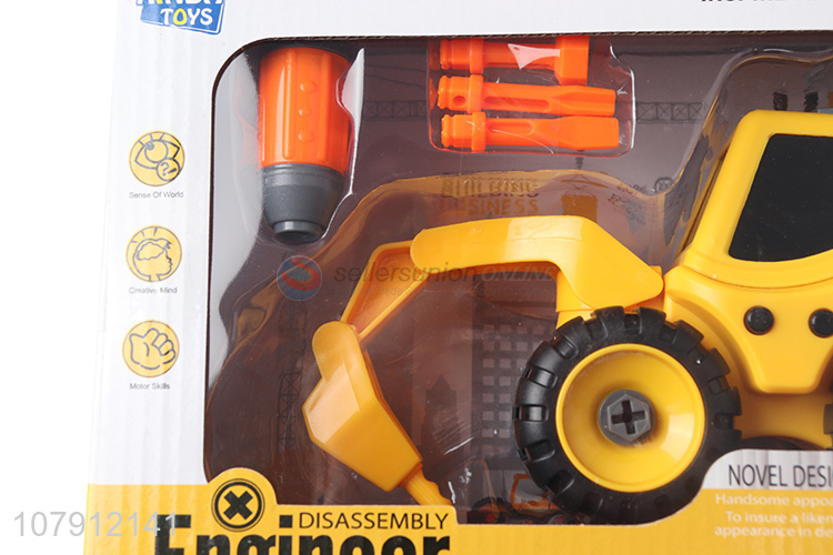 High quality kids toy car diy assembled engineering drill machine truck