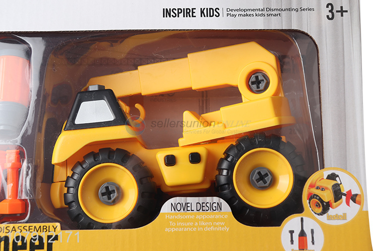 Latest arrival kids toy car diy disassembly construction crane truck