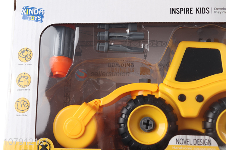 Wholesale plastic toy vechicle diy assembled engineering road machine truck