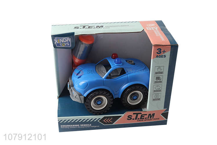 Online wholesale plastic toy vechicle assembled police car for children