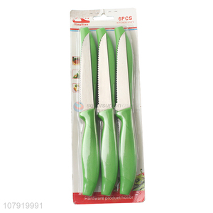 Promotional 6 Pieces Serrated Fruit Knife With Plastic Handle Set